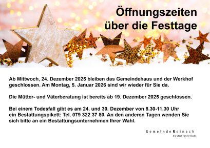 Öffnungszeiten Festtage