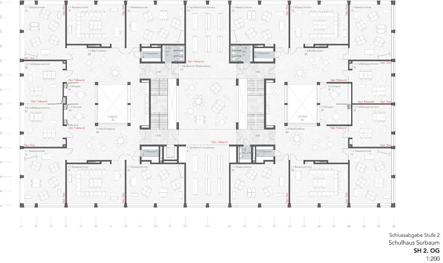 Plan 2. Obergeschoss. (Projektverfasser: Masswerk Architekten AG / Gesamtleistungsanbieter: Steiner AG)